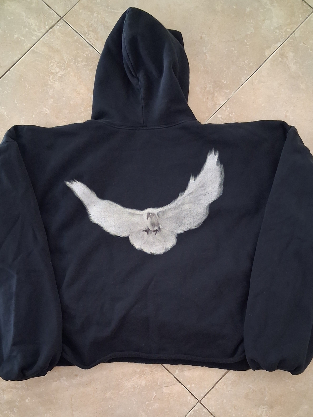 YeezyGAP Deconstructed Double Layered Small Dove Hoodie In Washed Black